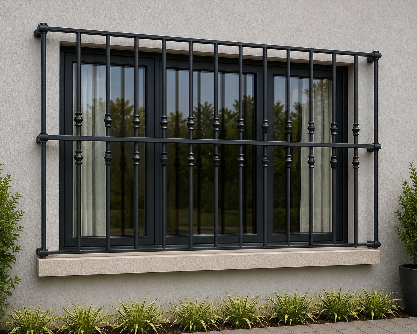 Steel burglar bars for a window
